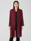 Eileen Fisher Sheer Silk Georgette High Collar Jacket In Brown