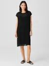 Eileen Fisher Sheer Silk Georgette Layered Dress In Black