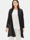 Eileen Fisher Sheer Silk Georgette Long Jacket In Black