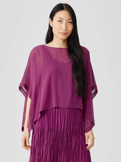 Eileen Fisher Sheer Silk Georgette Poncho In Pink