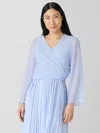 Eileen Fisher Sheer Silk Georgette Tie Jacket In Blue