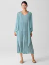 Eileen Fisher Sheer Silk Georgette Tie Jacket In Blue