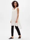 Eileen Fisher Sheer Silk Georgette V-neck Tunic In White