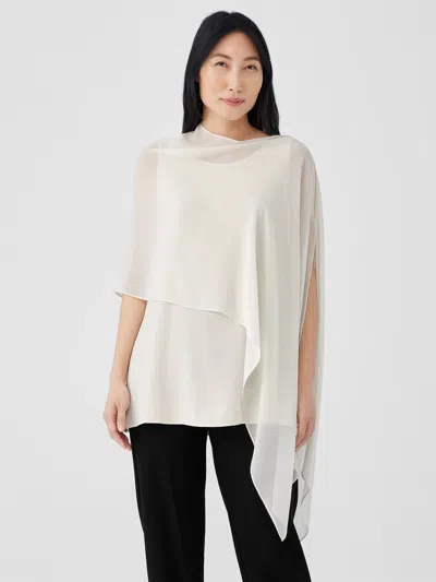 Eileen Fisher Sheer Silk Georgette Wrap In White