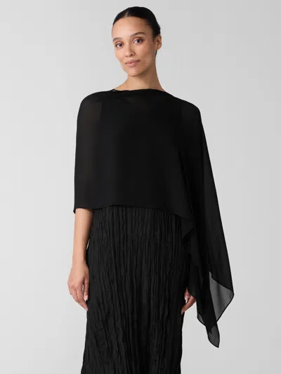 Eileen Fisher Sheer Silk Georgette Wrap In Brown