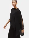 Eileen Fisher Sheer Silk Georgette Wrap In Black