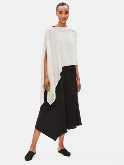 Eileen Fisher Sheer Silk Georgette Wrap In White
