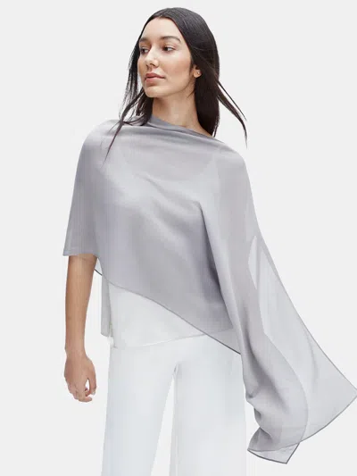 Eileen Fisher Sheer Silk Georgette Wrap In Gray
