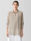 Eileen Fisher Sheer Silk Georgette Classic Collar Shirt In Neutral