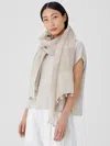 Eileen Fisher Sheer Silk Organic Cotton Grid Scarf In Neutral