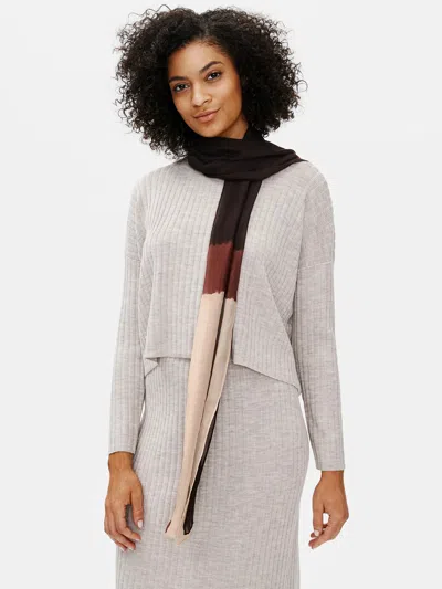 Eileen Fisher Sheer Silk Shibori Blocks Scarf In Brown