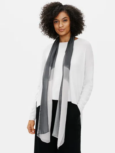 Eileen Fisher Sheer Silk Shibori Blocks Scarf In Gray