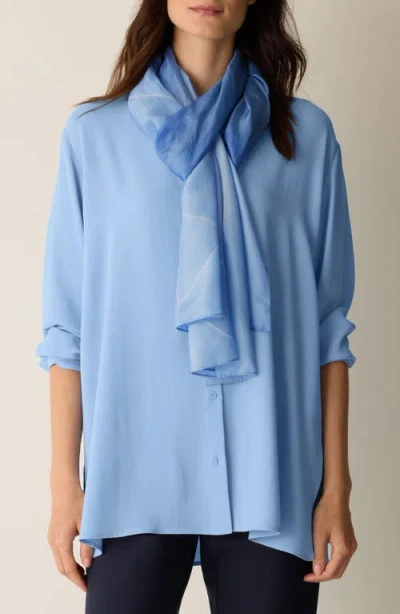 Eileen Fisher Shibori Silk Scarf In Blue