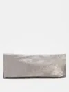Eileen Fisher Shimmer Leather Clutch In Silver