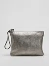 Eileen Fisher Shimmer Leather Wristlet In Silver