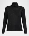 Eileen Fisher Shimmer Wool-blend Turtleneck Sweater In Black