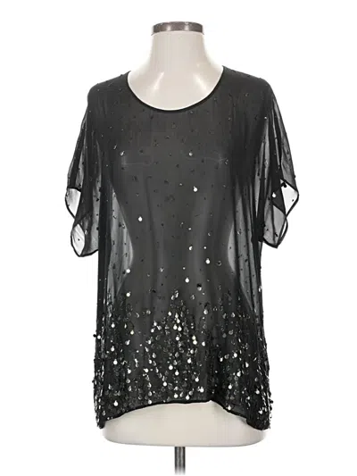 Pre-owned Eileen Fisher Short Sleeve Blouse In Black