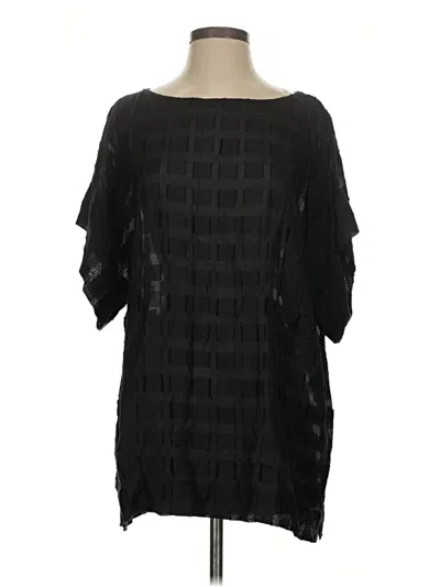 Pre-owned Eileen Fisher Short Sleeve Blouse In Black