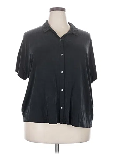 Pre-owned Eileen Fisher Short Sleeve Blouse In Black