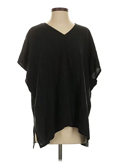 Pre-owned Eileen Fisher Short Sleeve Blouse In Black