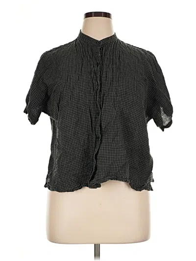 Pre-owned Eileen Fisher Short Sleeve Blouse In Black