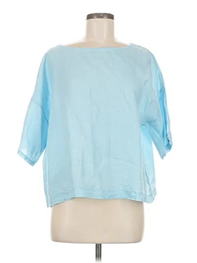 Pre-owned Eileen Fisher Short Sleeve Blouse In Blue