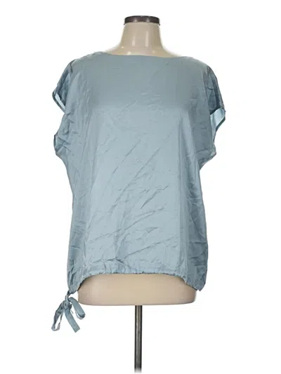 Pre-owned Eileen Fisher Short Sleeve Blouse In Blue