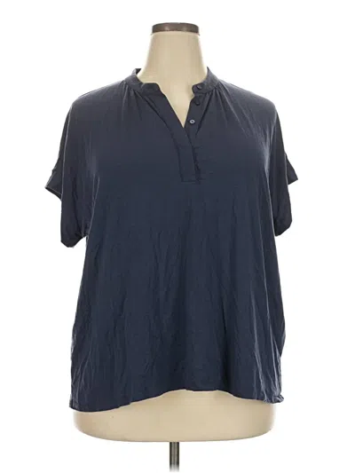 Pre-owned Eileen Fisher Short Sleeve Blouse In Blue