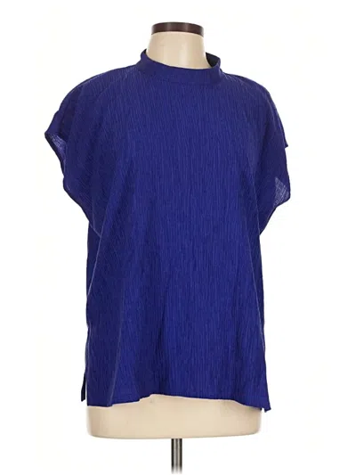 Pre-owned Eileen Fisher Short Sleeve Blouse In Blue