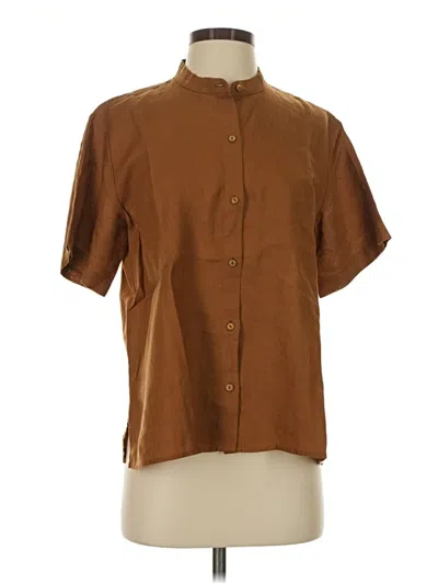 Pre-owned Eileen Fisher Short Sleeve Blouse In Brown