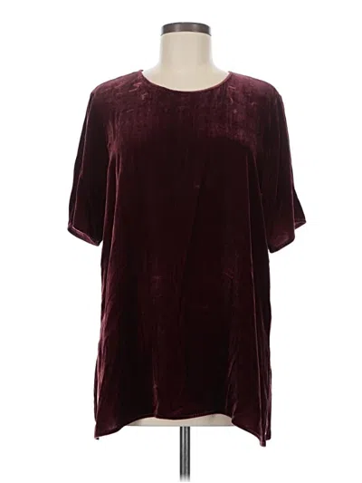 Pre-owned Eileen Fisher Short Sleeve Blouse In Burgundy