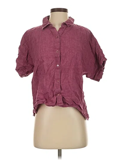 Pre-owned Eileen Fisher Short Sleeve Blouse In Burgundy