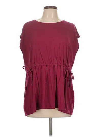 Pre-owned Eileen Fisher Short Sleeve Blouse In Burgundy