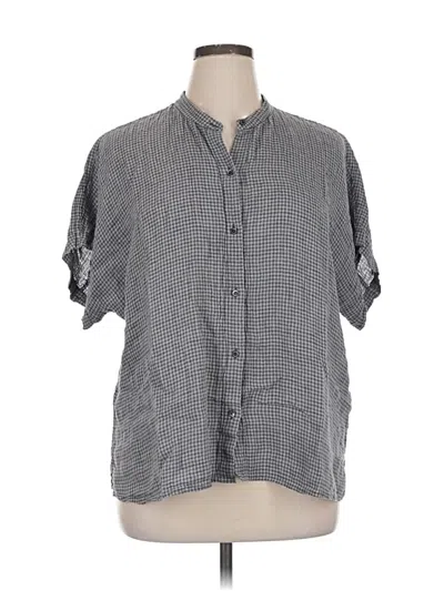 Pre-owned Eileen Fisher Short Sleeve Blouse In Gray