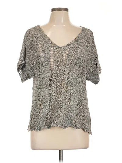 Pre-owned Eileen Fisher Short Sleeve Blouse In Gray