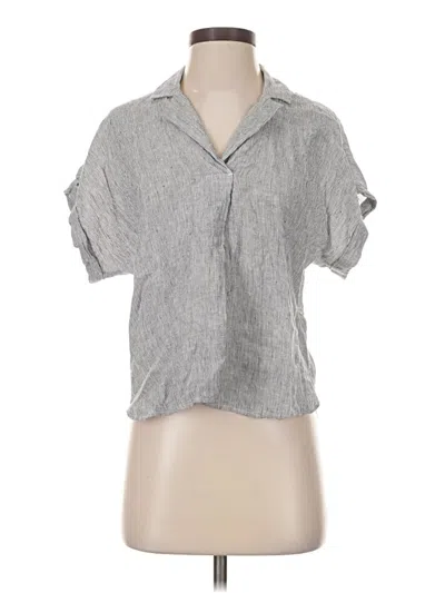 Pre-owned Eileen Fisher Short Sleeve Blouse In Gray