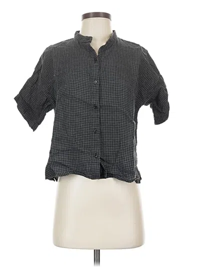 Pre-owned Eileen Fisher Short Sleeve Blouse In Gray