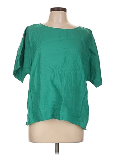 Pre-owned Eileen Fisher Short Sleeve Blouse In Green