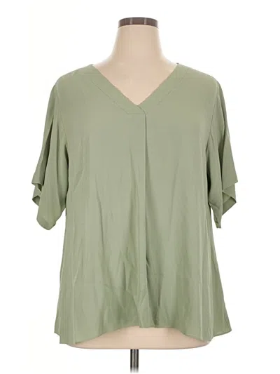 Pre-owned Eileen Fisher Short Sleeve Blouse In Green