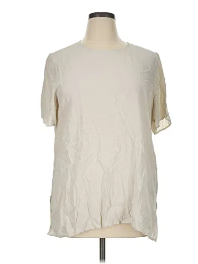 Pre-owned Eileen Fisher Short Sleeve Blouse In Ivory