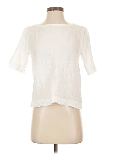 Pre-owned Eileen Fisher Short Sleeve Blouse In Ivory