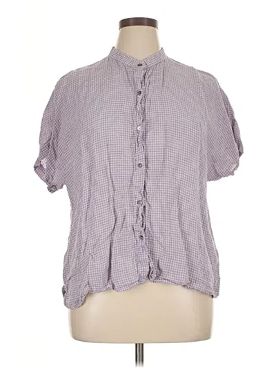Pre-owned Eileen Fisher Short Sleeve Blouse In Purple
