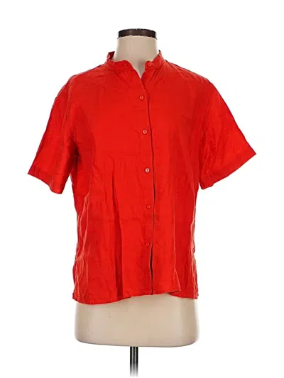 Pre-owned Eileen Fisher Short Sleeve Blouse In Red