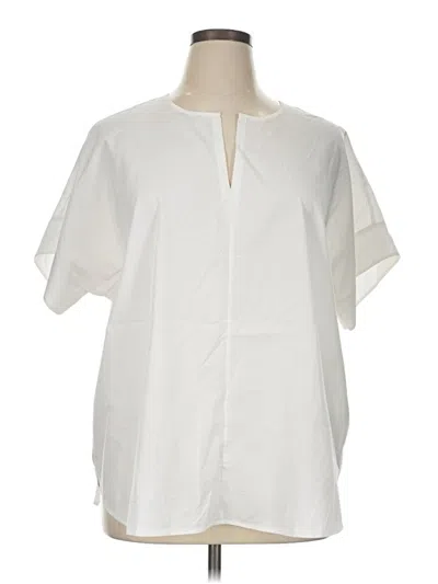 Pre-owned Eileen Fisher Short Sleeve Blouse In White