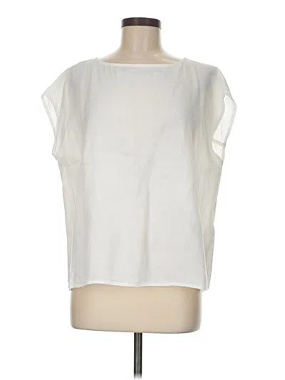 Pre-owned Eileen Fisher Short Sleeve Blouse In White