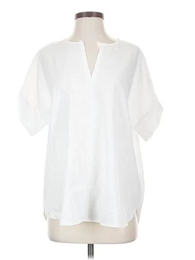 Pre-owned Eileen Fisher Short Sleeve Blouse In White