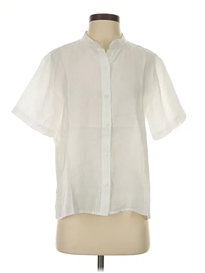 Pre-owned Eileen Fisher Short Sleeve Blouse In White