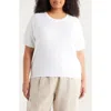 Eileen Fisher Short Sleeve Cotton Blend Crewneck Sweater In White