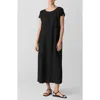 Eileen Fisher Short Sleeve Jacquard Maxi Dress In Black