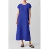 Eileen Fisher Short Sleeve Jacquard Maxi Dress In Blue